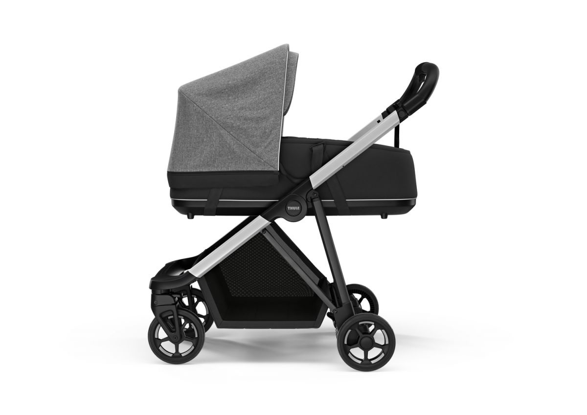Náhled produktu - Kočárek Thule Shine Grey Melange on Aluminum  + korbička