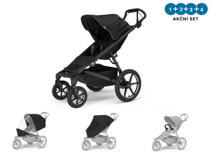 Thule Urban Glide 3 Black 4-Wheel + madlo + pláštěnka + moskytiéra + DOPRAVA ZDARMA