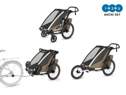 Náhled produktu - Thule Chariot Cross G3 SINGLE Faded Khaki + bike set + kočárkový set + běžecký set