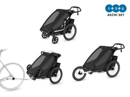 Thule Chariot Sport G3 SINGLE Black + bike set + kočárkový set + běžecký set + DOPRAVA ZDARMA
