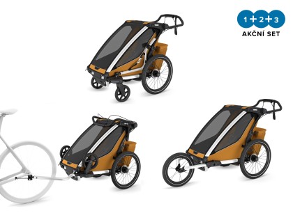 Náhled produktu - Thule Chariot Sport G3 SINGLE Natural Gold + bike set + kočárkový set + běžecký set