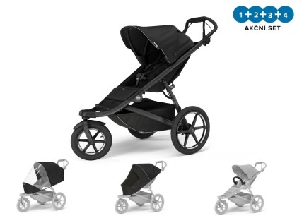 Thule Urban Glide 3 Black - MB  + pláštěnka + moskytiéra + madlo NEW + DOPRAVA ZDARMA