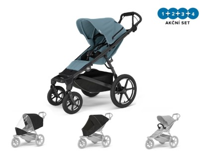 Thule Urban Glide 4-Wheel Mid Blue MB + pláštěnka + moskytiéra + madlo NEW