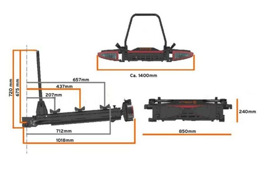 Náhled produktu - Nosič na tažné zařízení - samostatná základna / platforma Spinder SB3 pod zadní box